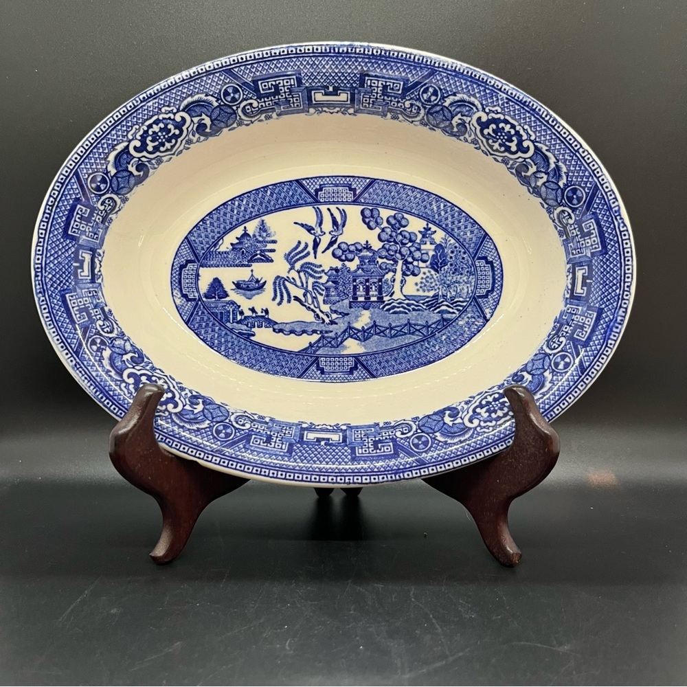 HOMER LAUGHLIN Vintage Blue Willow Oval Serving Dish